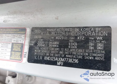 2021 Kia Soul Lx из США, поврежденный, VIN KNDJ23AU0M7738296